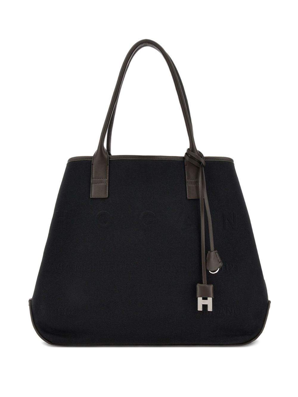 Hogan Pre Pre Script Medium Black Canvas Shopping Bag Black