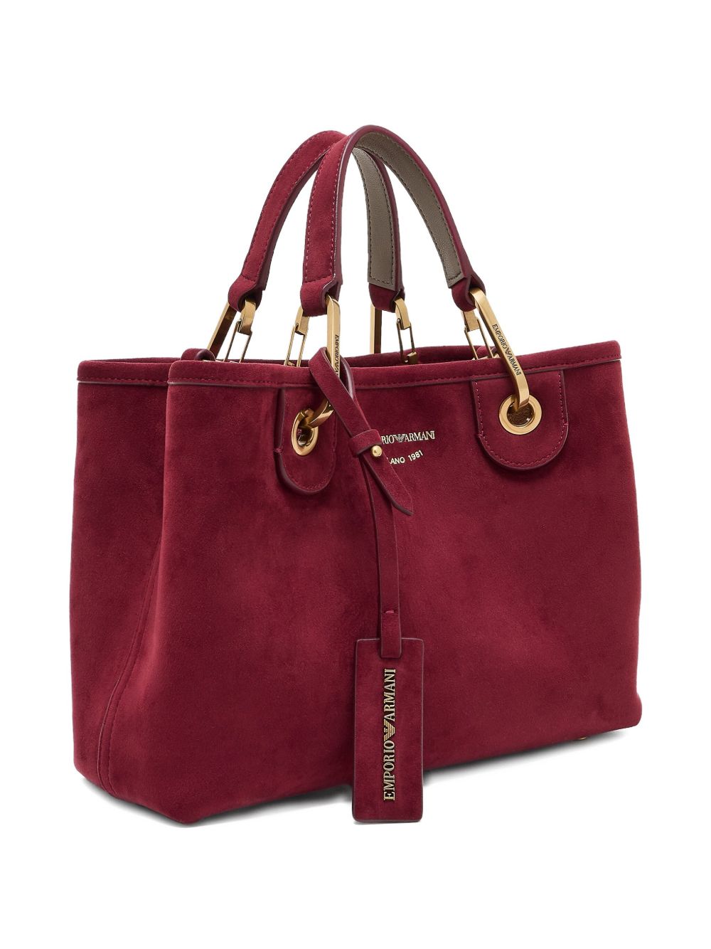 Emporio Armani MyEA Small Faux Suede Shopper Bag Bordeaux