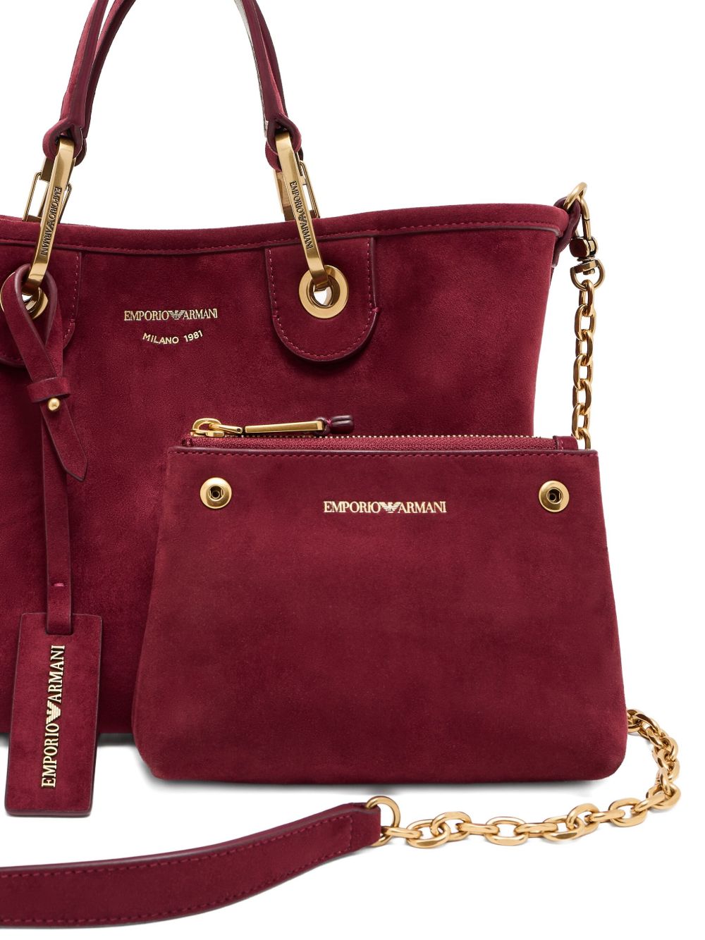 Emporio Armani MyEA Small Faux Suede Shopper Bag Bordeaux