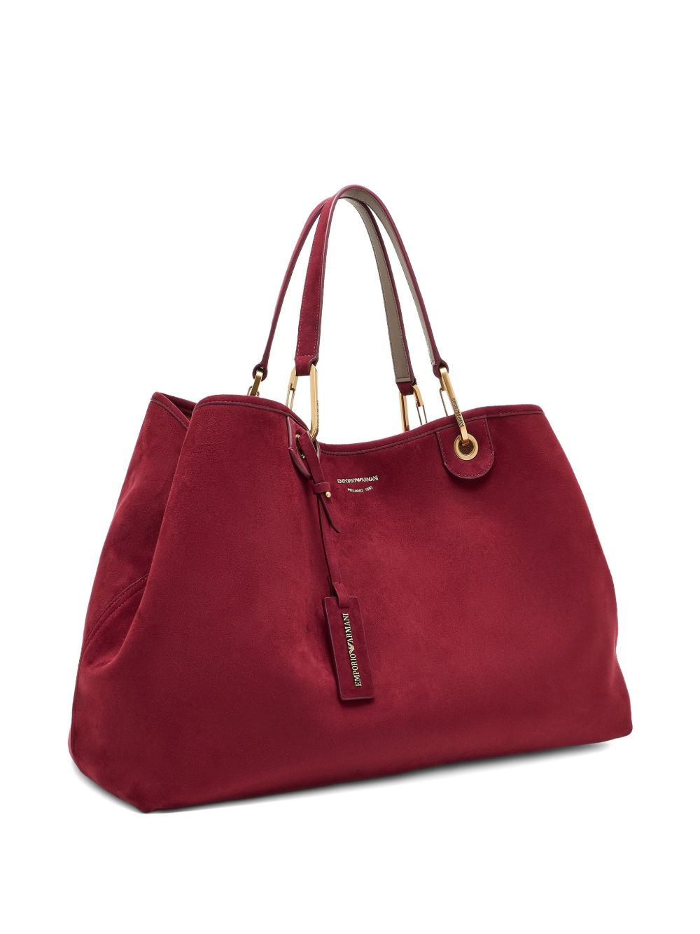 Emporio Armani Large MyEA XL Suede Shopper Bag Bordeaux
