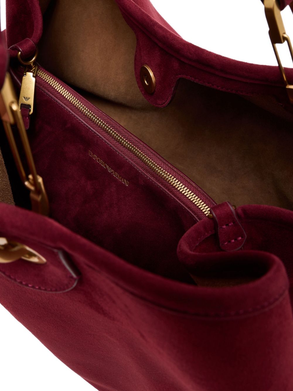 Emporio Armani Large MyEA XL Suede Shopper Bag Bordeaux