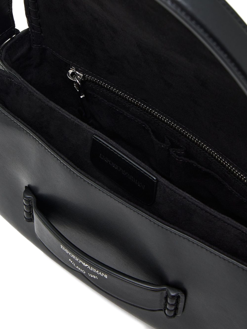 Emporio Armani Shoulder Bag with Buckle in Black Leather