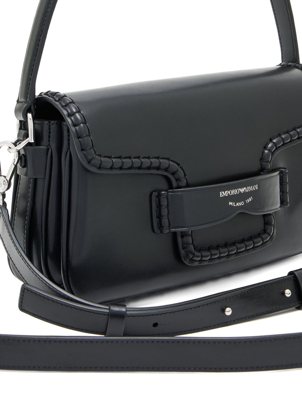 Emporio Armani Shoulder Bag with Buckle in Black Leather