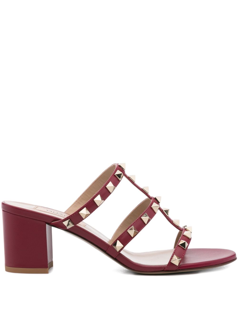 Valentino Garavani Rockstud 60mm Calfskin Block-Heel Slide Sandals Fuchsia