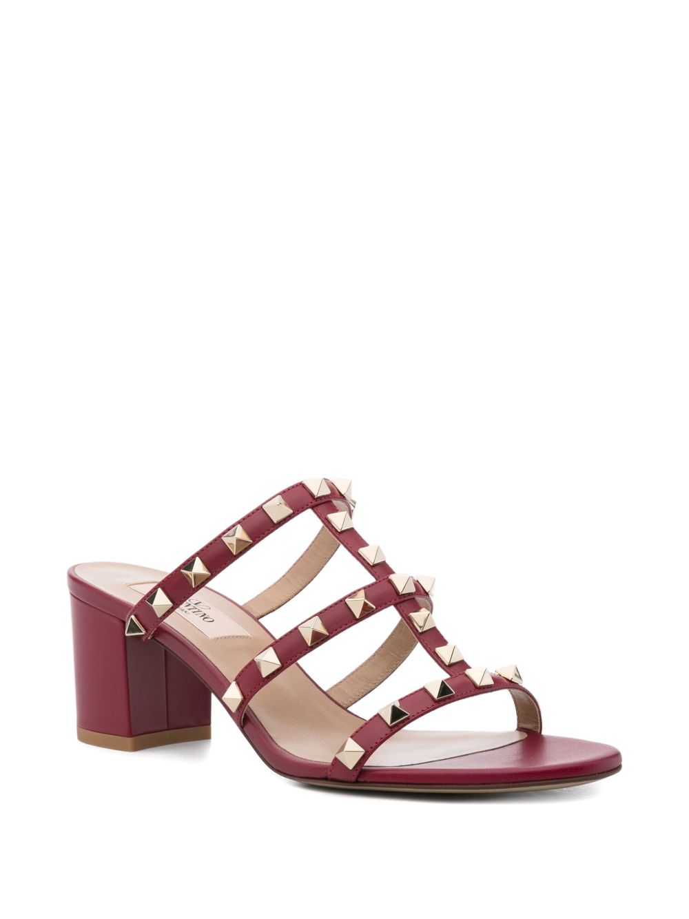 Valentino Garavani Rockstud 60mm Calfskin Block-Heel Slide Sandals Fuchsia