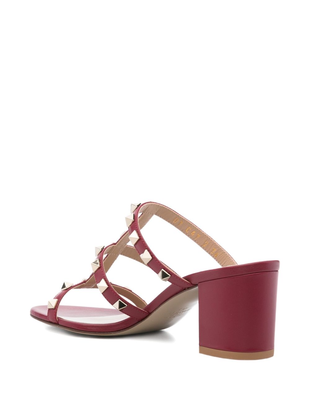 Valentino Garavani Rockstud 60mm Calfskin Block-Heel Slide Sandals Fuchsia