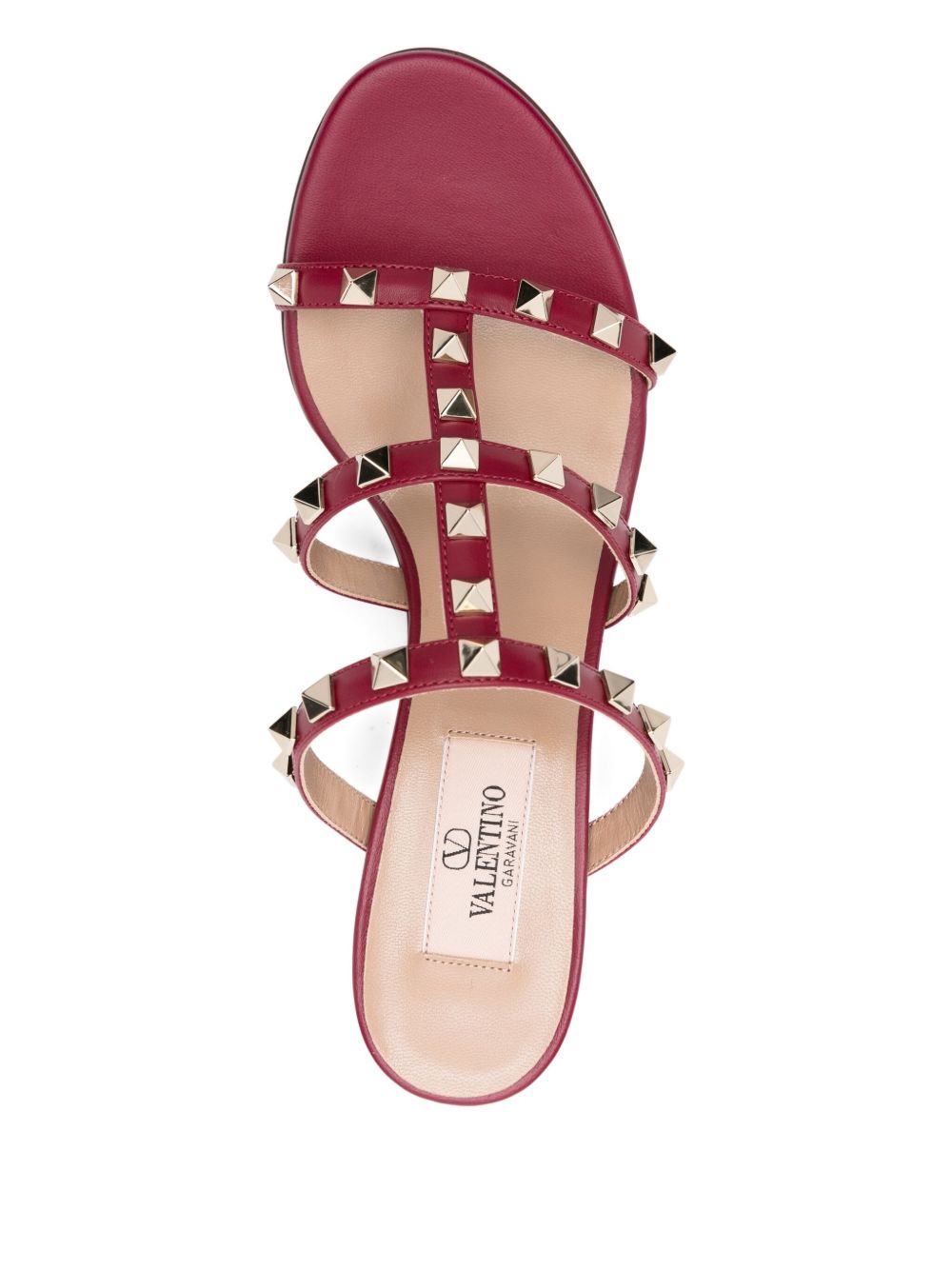 Valentino Garavani Rockstud 60mm Calfskin Block-Heel Slide Sandals Fuchsia