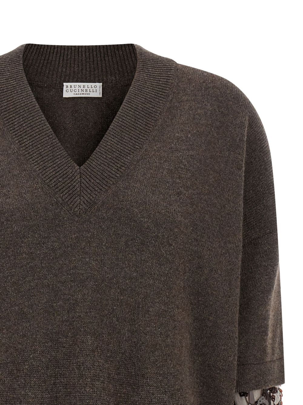 Brunello Cucinelli V-Neck Silk-Cashmere Sweater Brown Brown