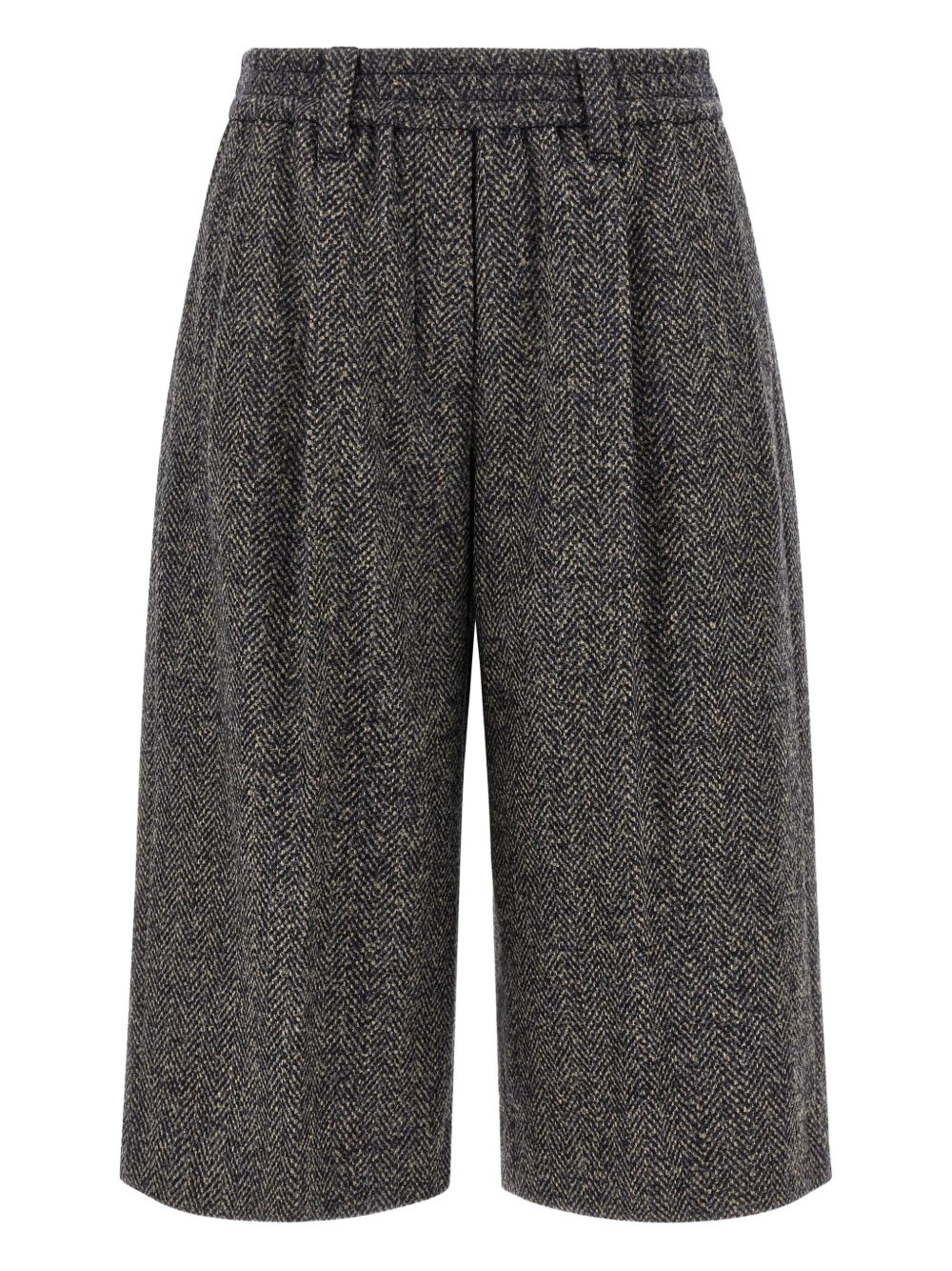 Brunello Cucinelli Wool Herringbone Bermuda Shorts Blue