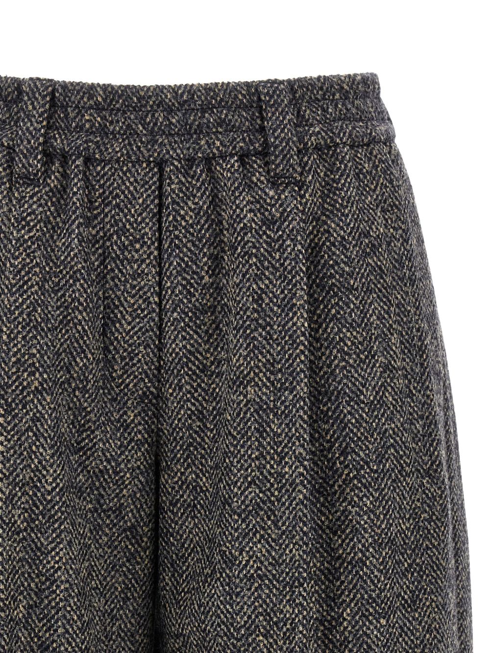 Brunello Cucinelli Wool Herringbone Bermuda Shorts Blue