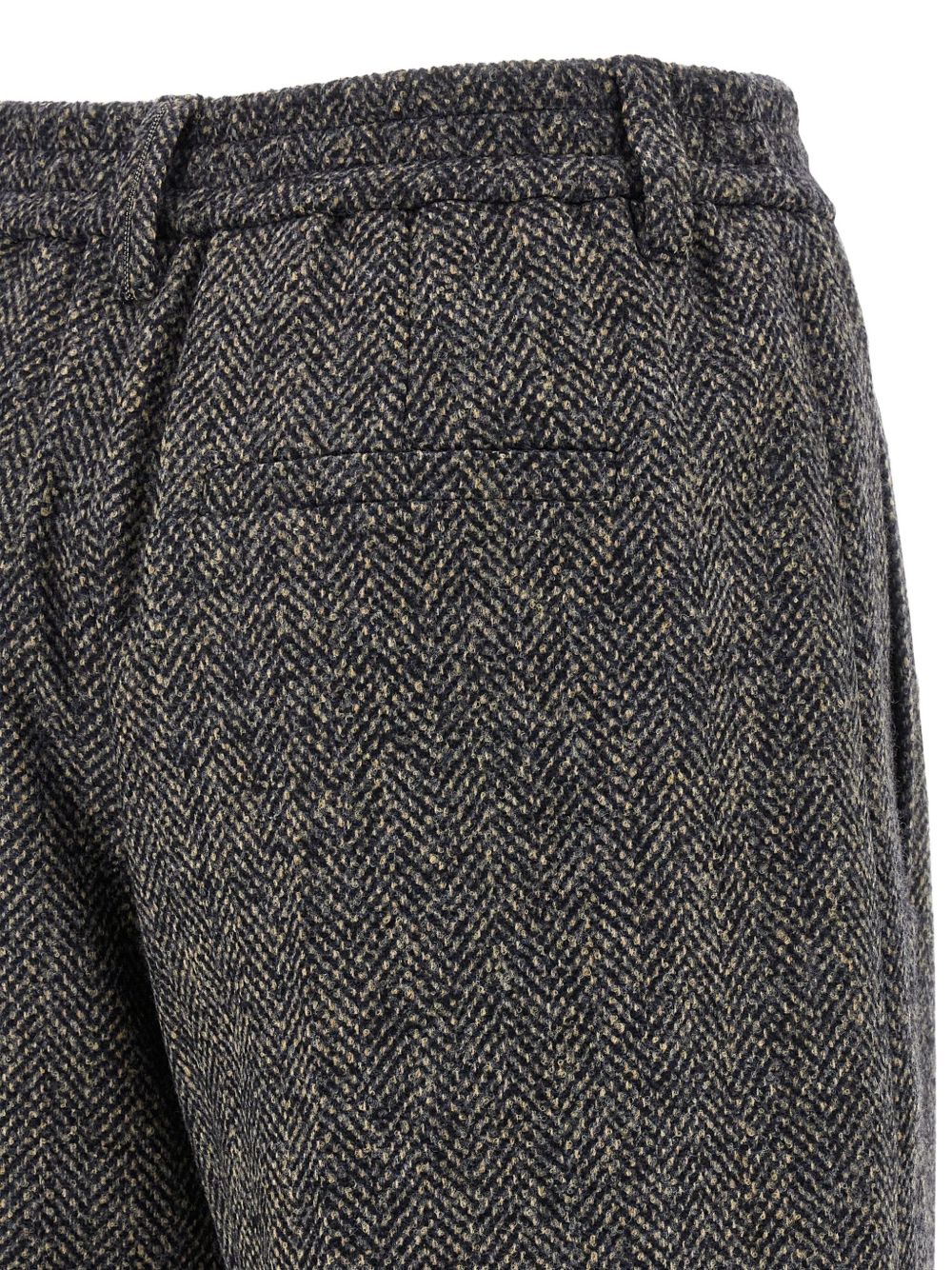 Brunello Cucinelli Wool Herringbone Bermuda Shorts Blue