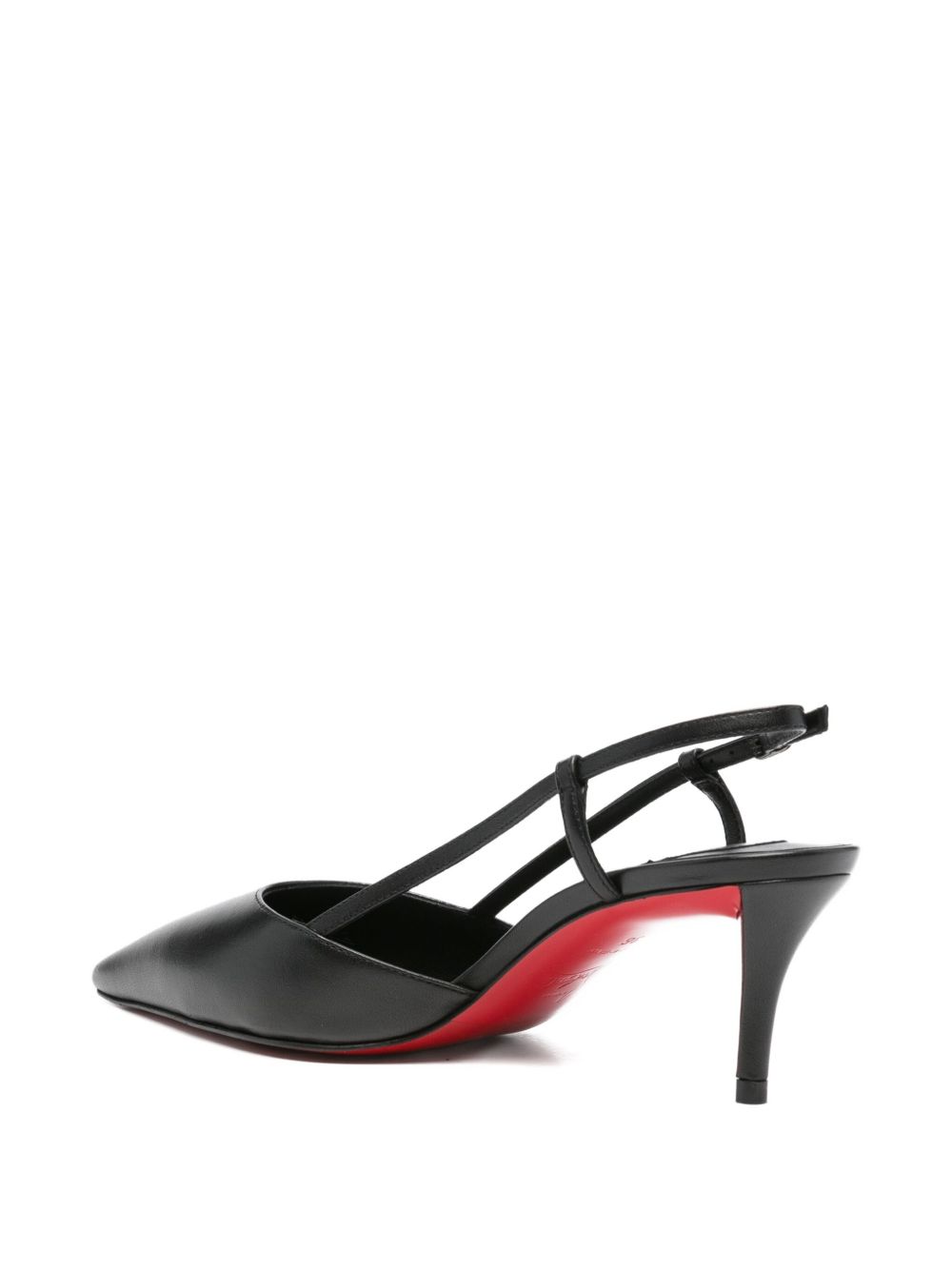 Christian Louboutin Miss Z Black Calf Leather Buckle Ankle Strap Pointed Toe Pumps Black