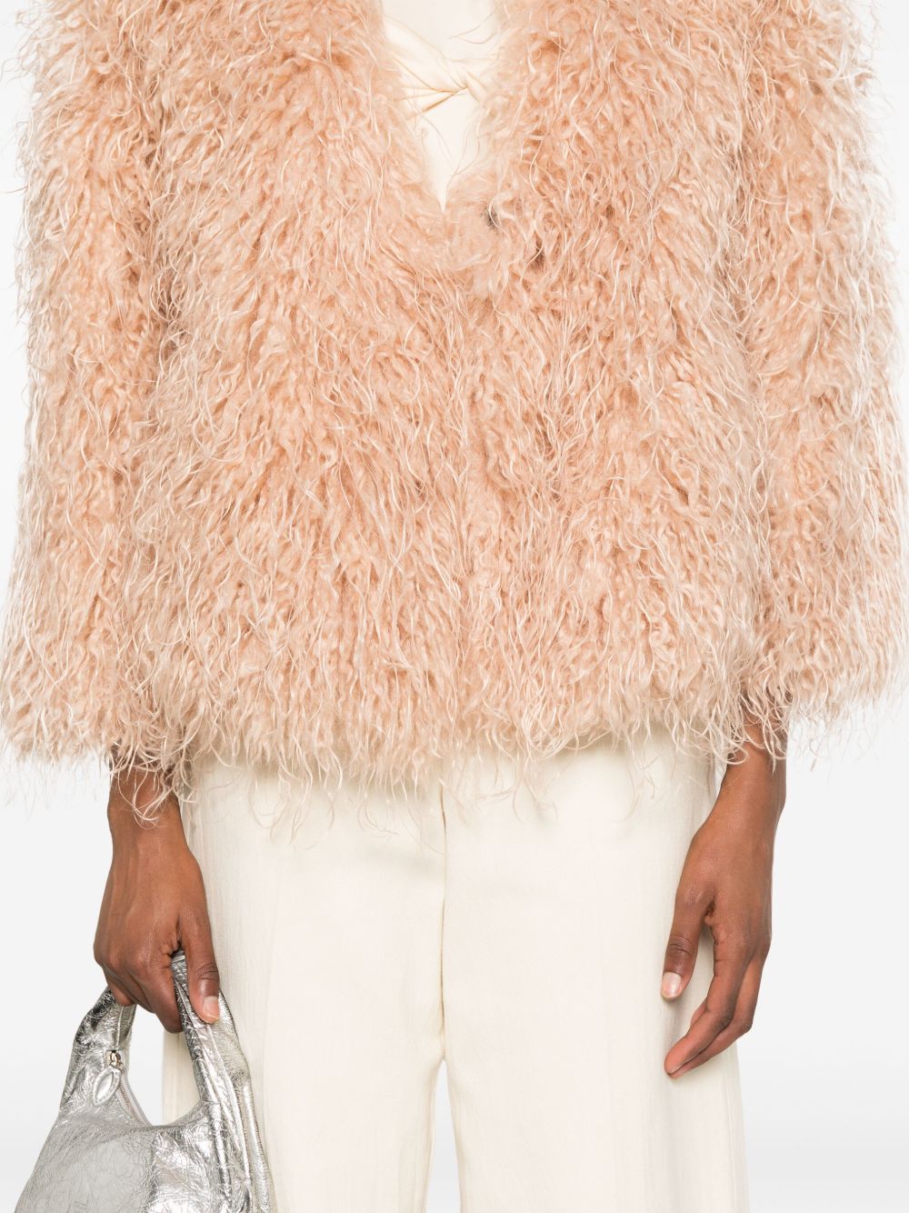 Forte Forte Long Powder Beige Coat with Concealed Fastening Powder
