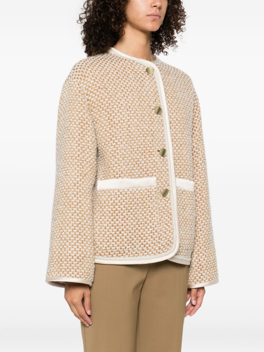Forte Forte Long Sleeves Tweed Jacket Beige