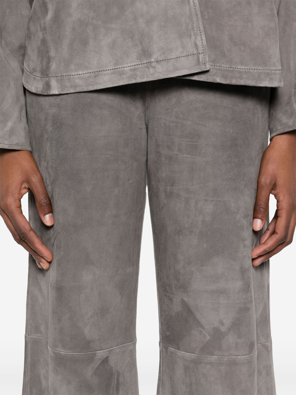Forte Forte High-Waisted Calf Suede Leather Trousers Beige beige