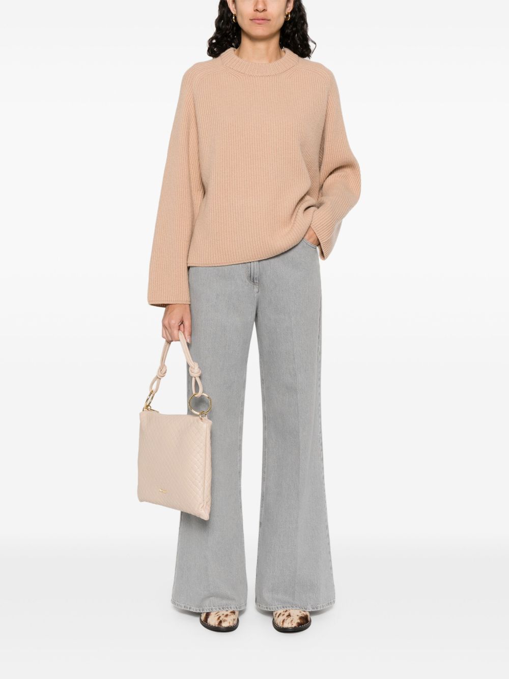 Forte Forte Flared Light Grey Five-Pocket Denim Jeans Grey