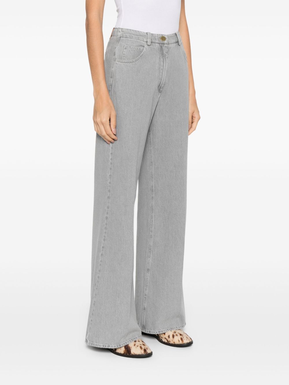 Forte Forte Flared Light Grey Five-Pocket Denim Jeans Grey