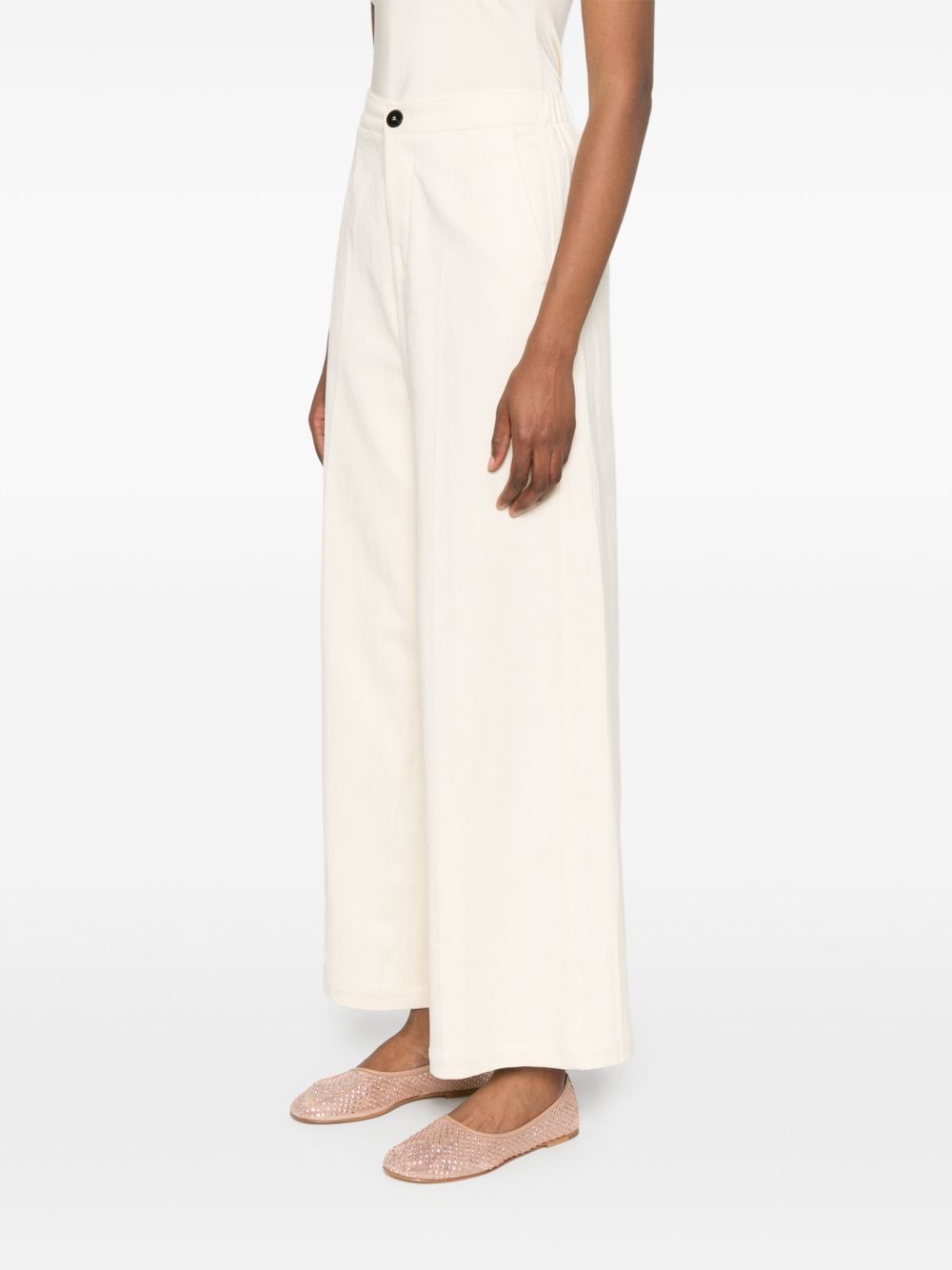 Forte Forte High-Waisted Cropped Trousers in Light Beige Beige