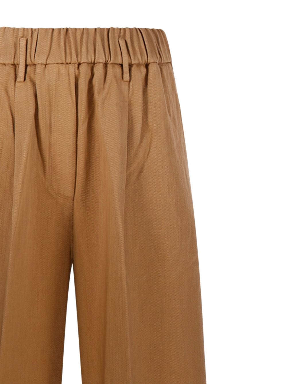 Forte Forte High-Waisted Gathered Cotton Trousers Light Brown