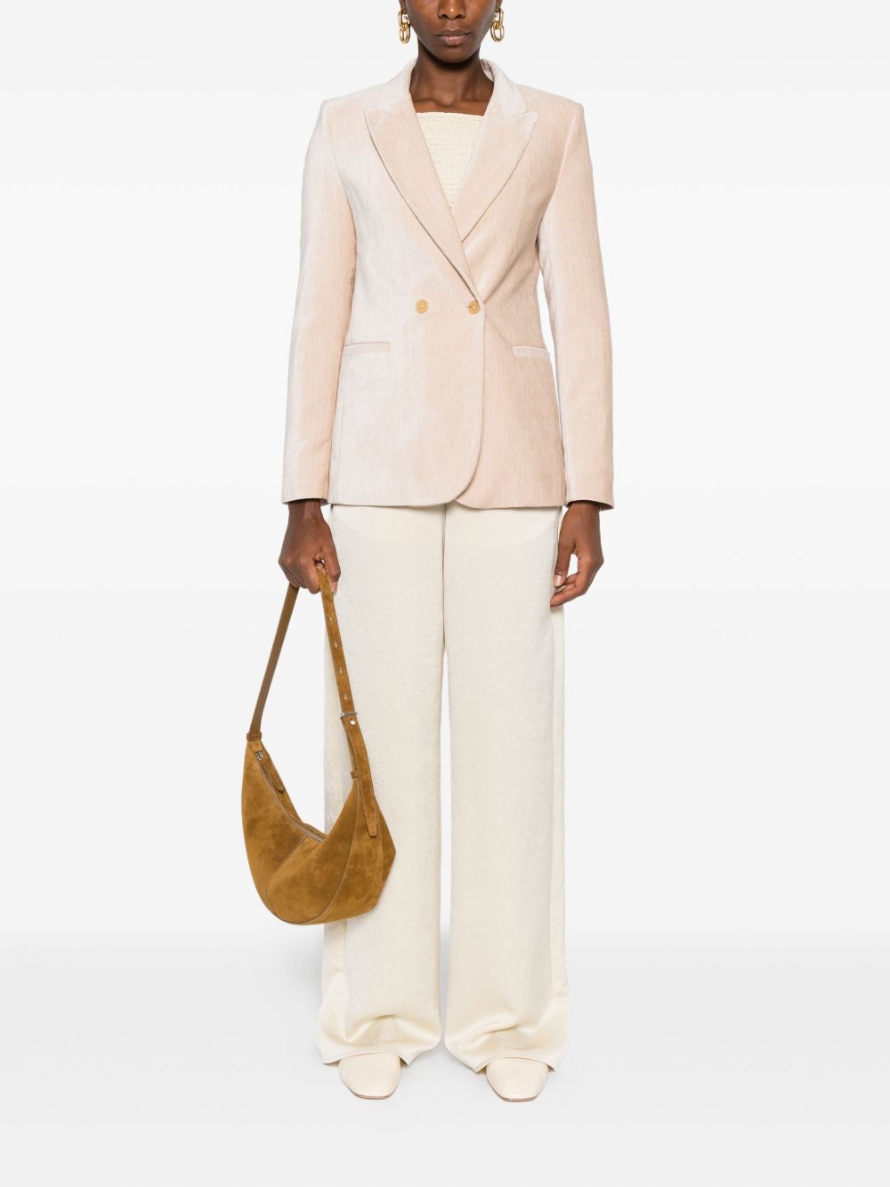 Forte Forte Velvet Double-Breasted Jacket Beige