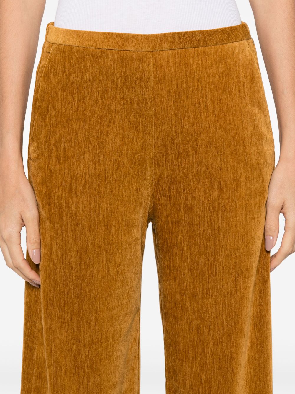 Forte Forte High-Waisted Flared Velvet Trousers Light Brown