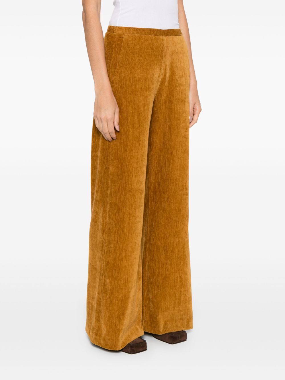 Forte Forte High-Waisted Flared Velvet Trousers Light Brown