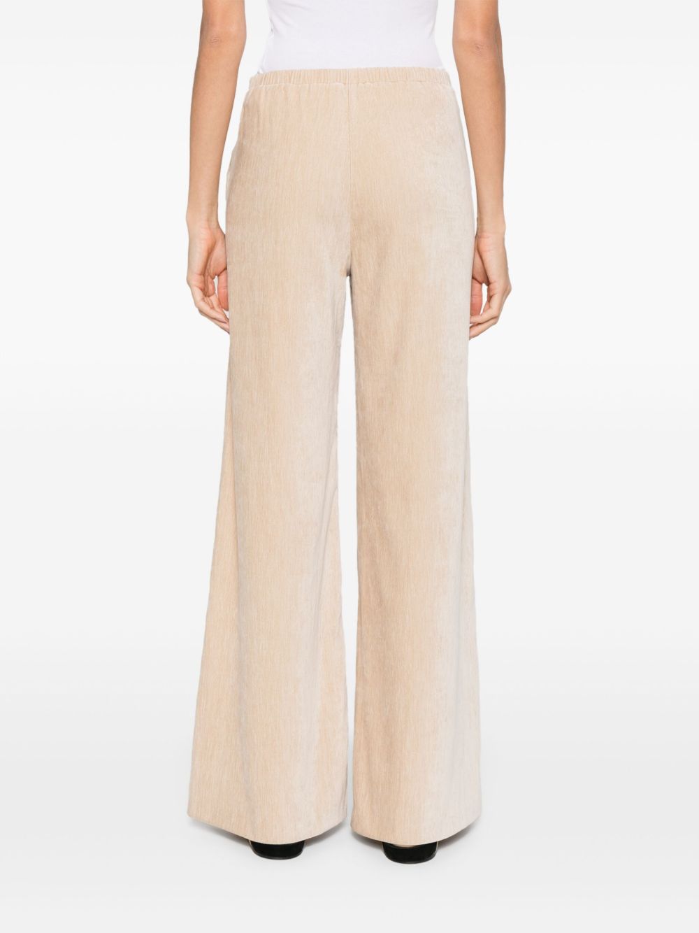 Forte Forte High-Waisted Flared Velvet Trousers Beige