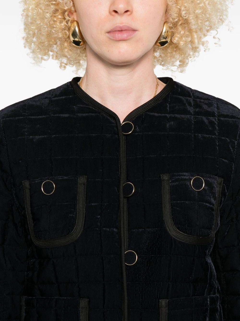 Forte Forte Quilted Matelassé Short Jacket Blue