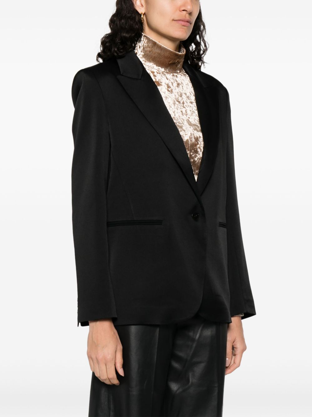 Forte Forte Single-Breasted Satin Jacket Black black