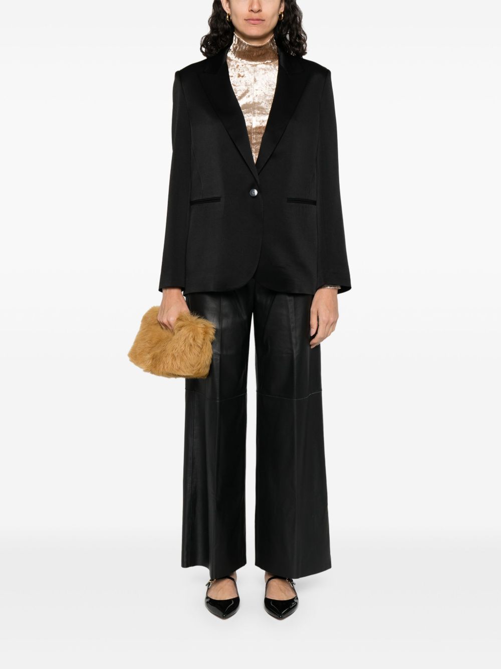 Forte Forte Single-Breasted Satin Jacket Black black