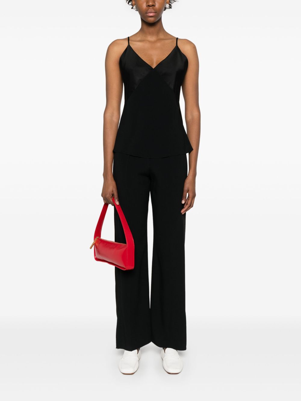 Forte Forte V-Neck Satin Sleeveless Top Black