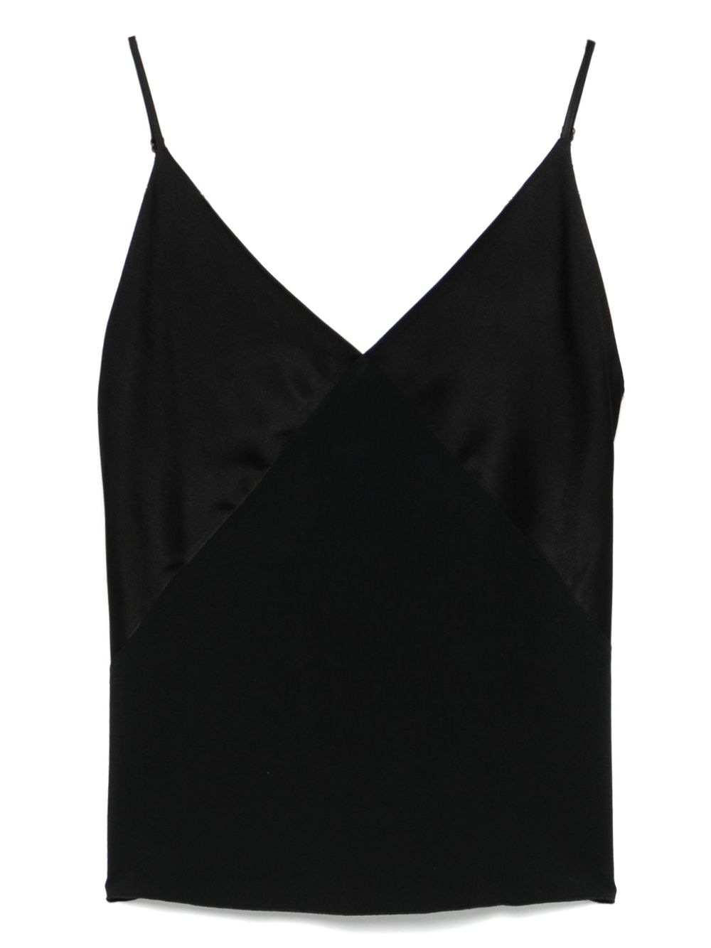 Forte Forte V-Neck Satin Sleeveless Top Black