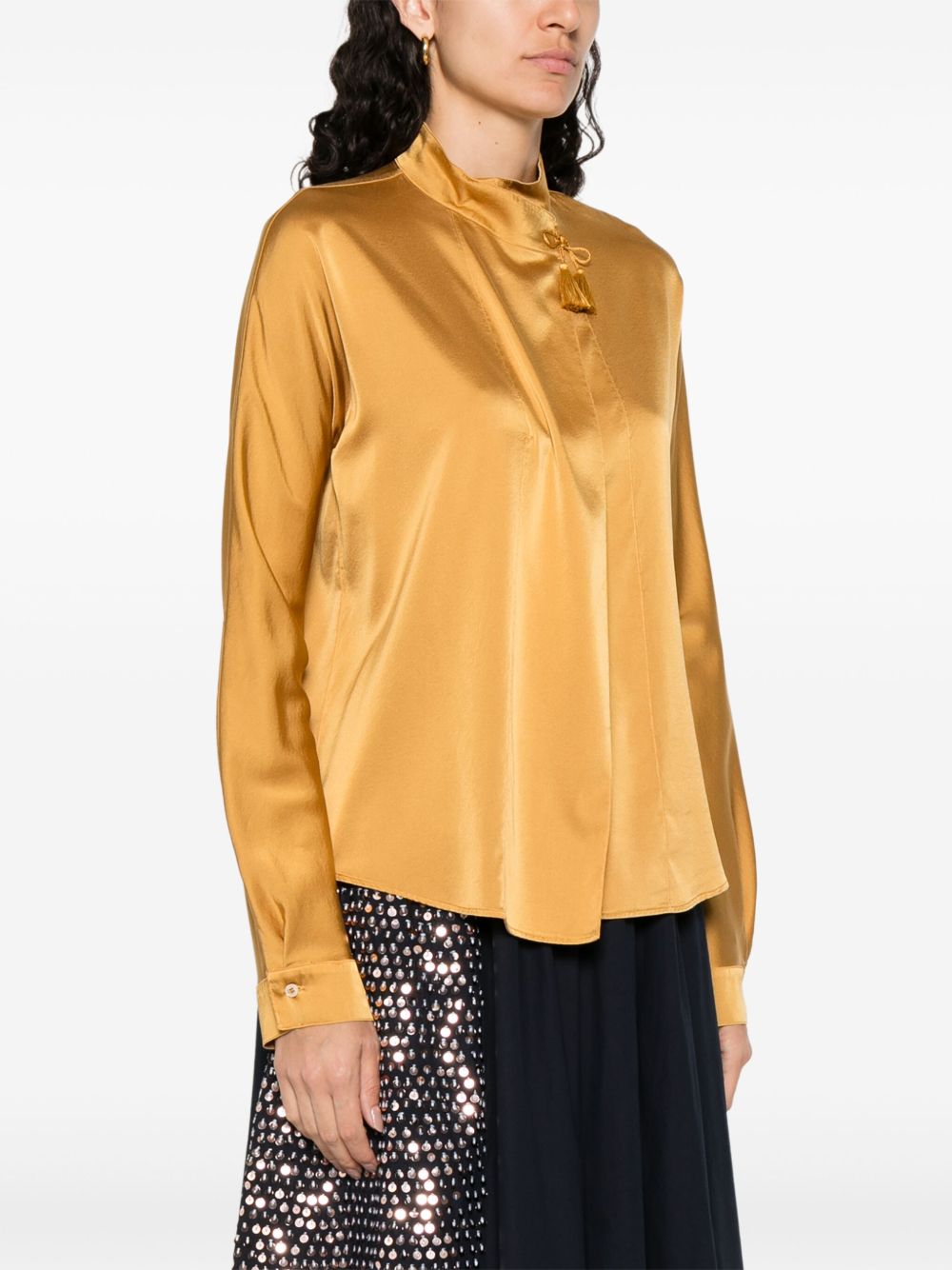 Forte Forte Curved Hem Silk Shirts amber yellow