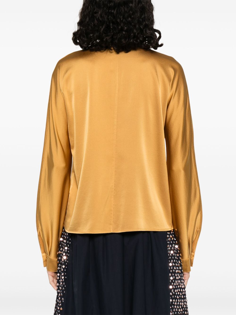 Forte Forte Curved Hem Silk Shirts amber yellow