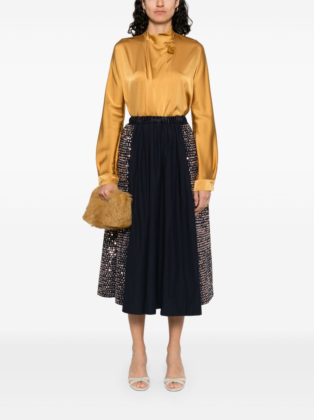 Forte Forte Curved Hem Silk Shirts amber yellow