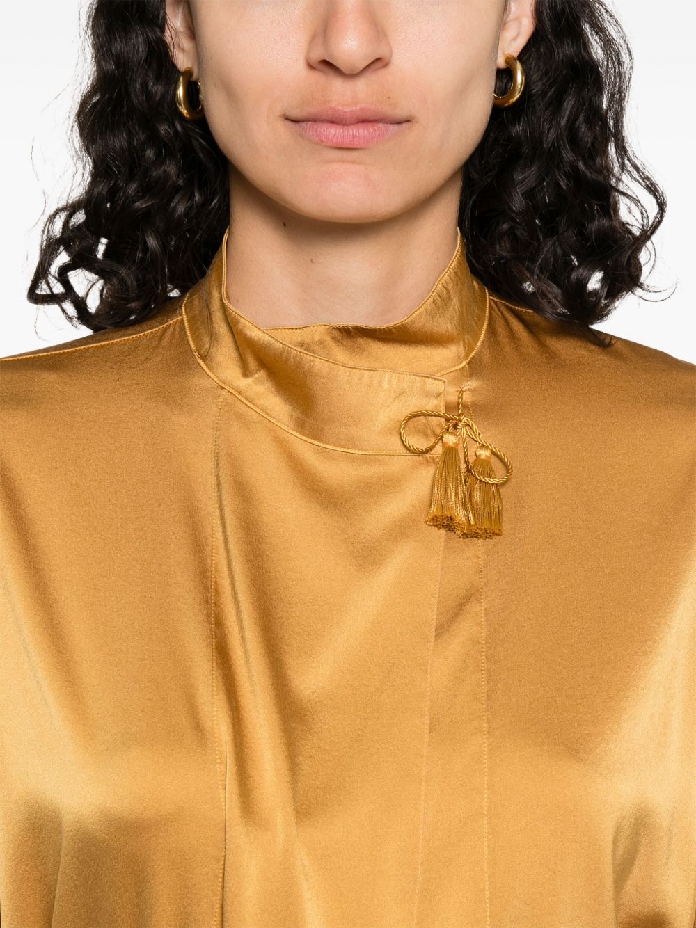 Forte Forte Curved Hem Silk Shirts amber yellow