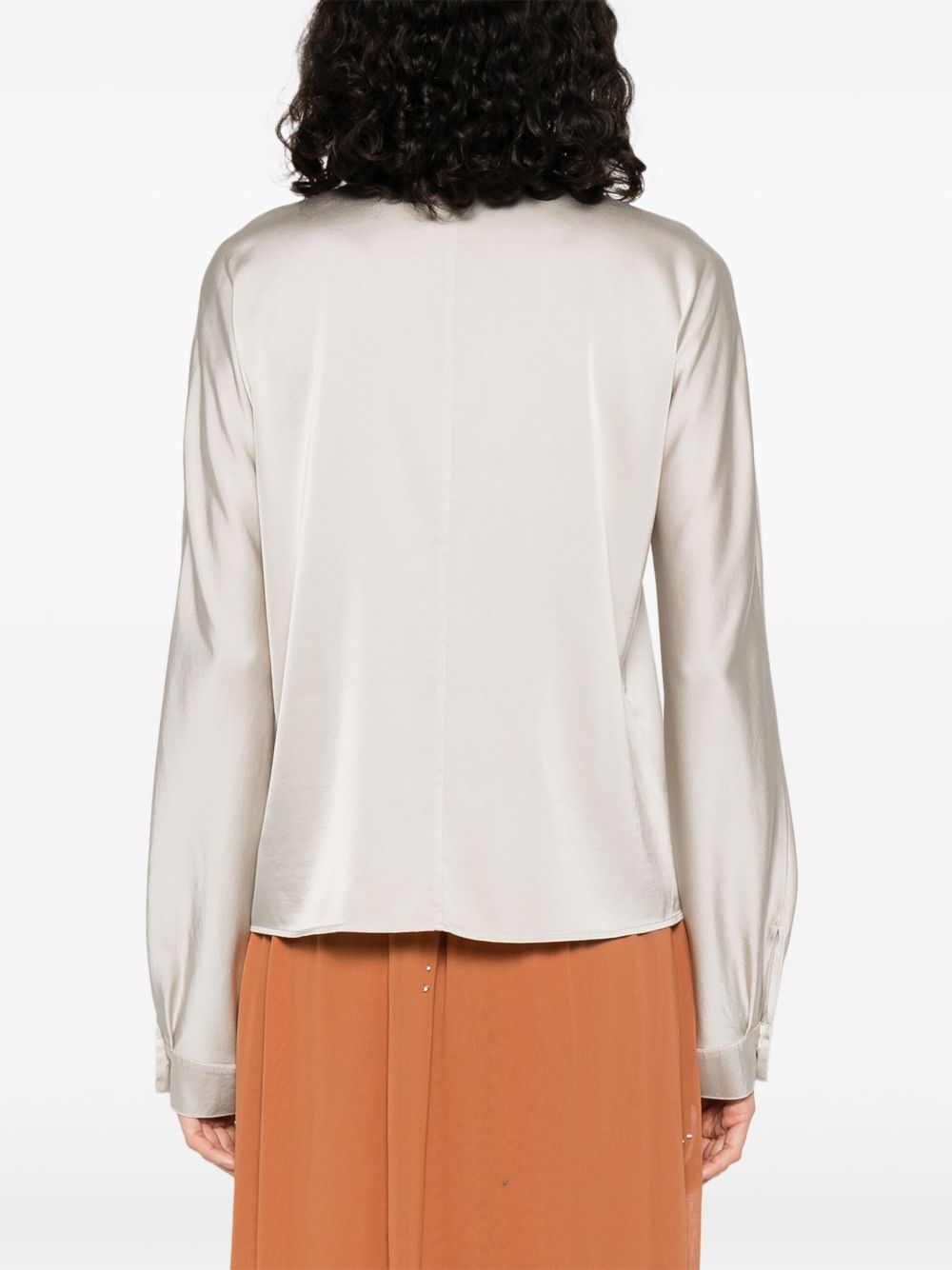Forte Forte Silk Tie-Neck Long-Sleeve Blouse Silver silver