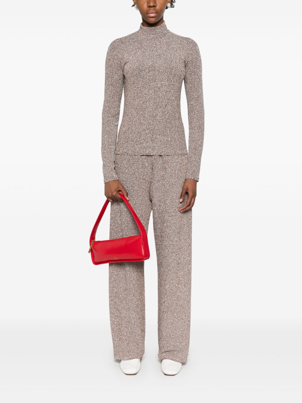 Forte Forte Lurex High-Neck Buttoned Sweater Powder powder