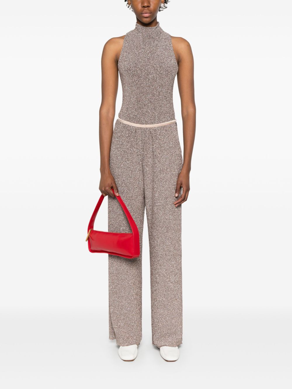 Forte Forte Lurex Wide-Leg Flared Trousers Powder powder