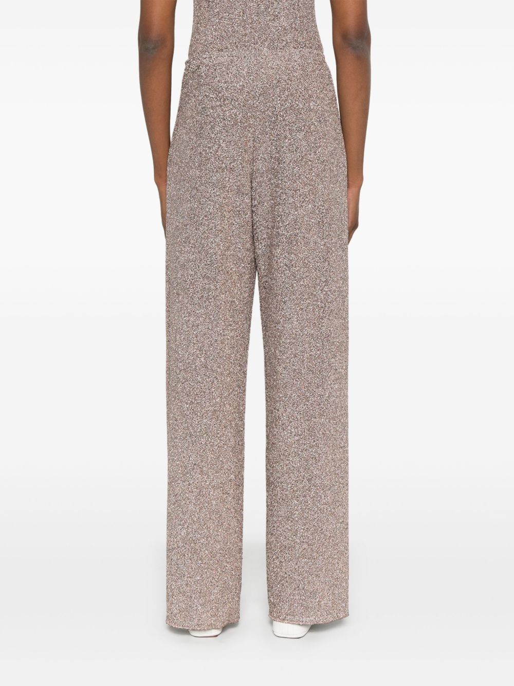 Forte Forte Lurex Wide-Leg Flared Trousers Powder powder