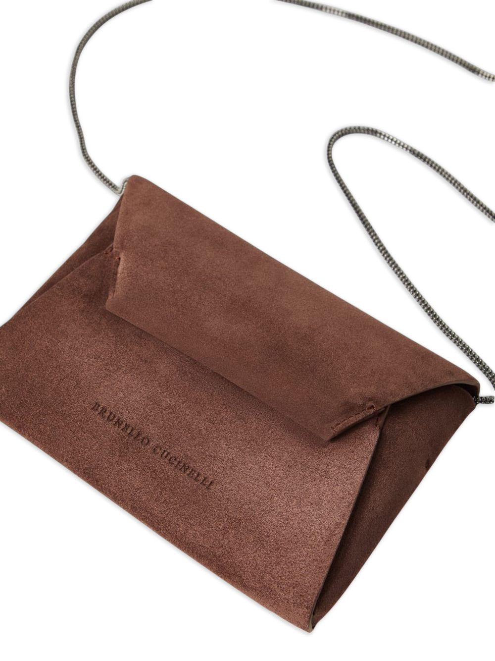 Brunello Cucinelli Suede Chain Clutch Bag Bordeaux Bordeaux