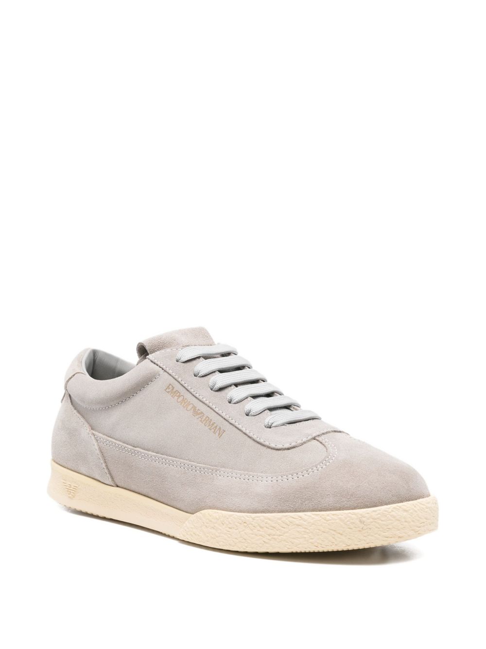 Emporio Armani Capsule Grey Suede Leather Low-Top Sneakers Grey