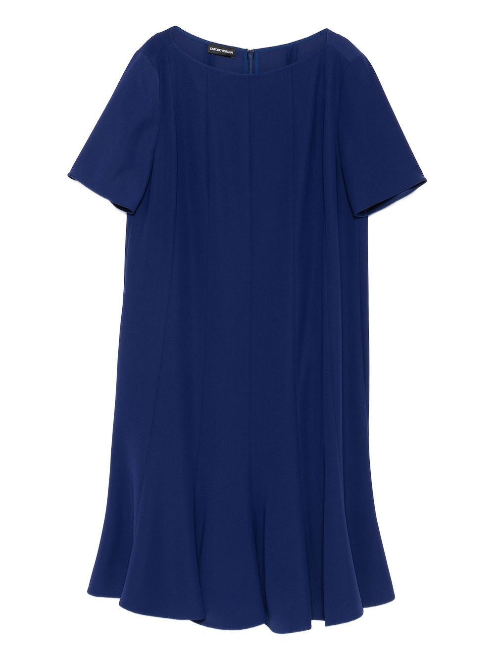 Emporio Armani Royal Blue Flared Short Dress with Boat Neck Blue