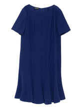 Emporio Armani Royal Blue Flared Short Dress with Boat Neck Blue