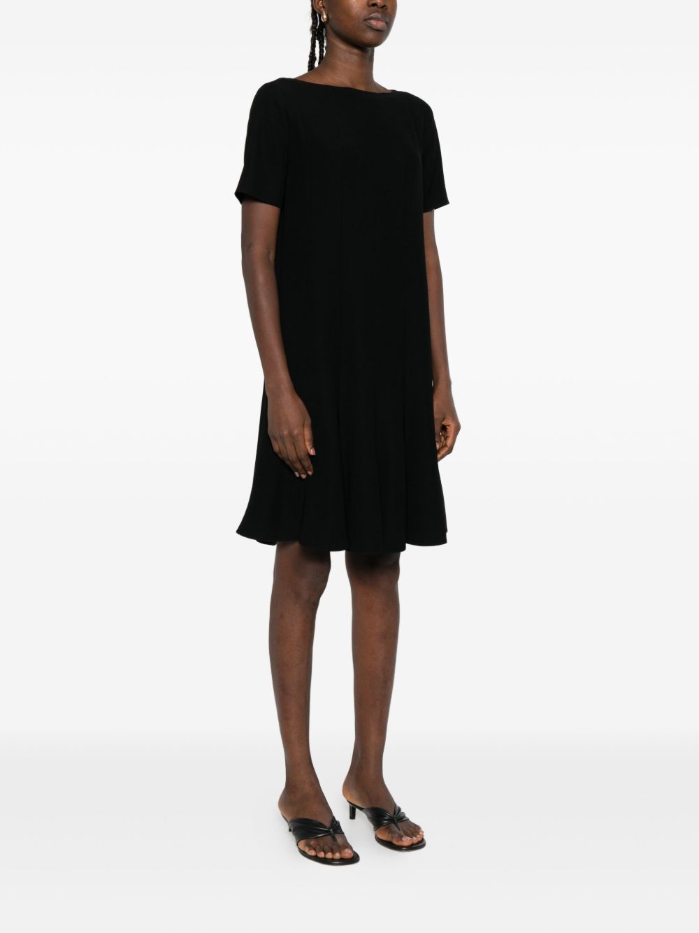 Emporio Armani Short Flared Boat Neck Dress Black