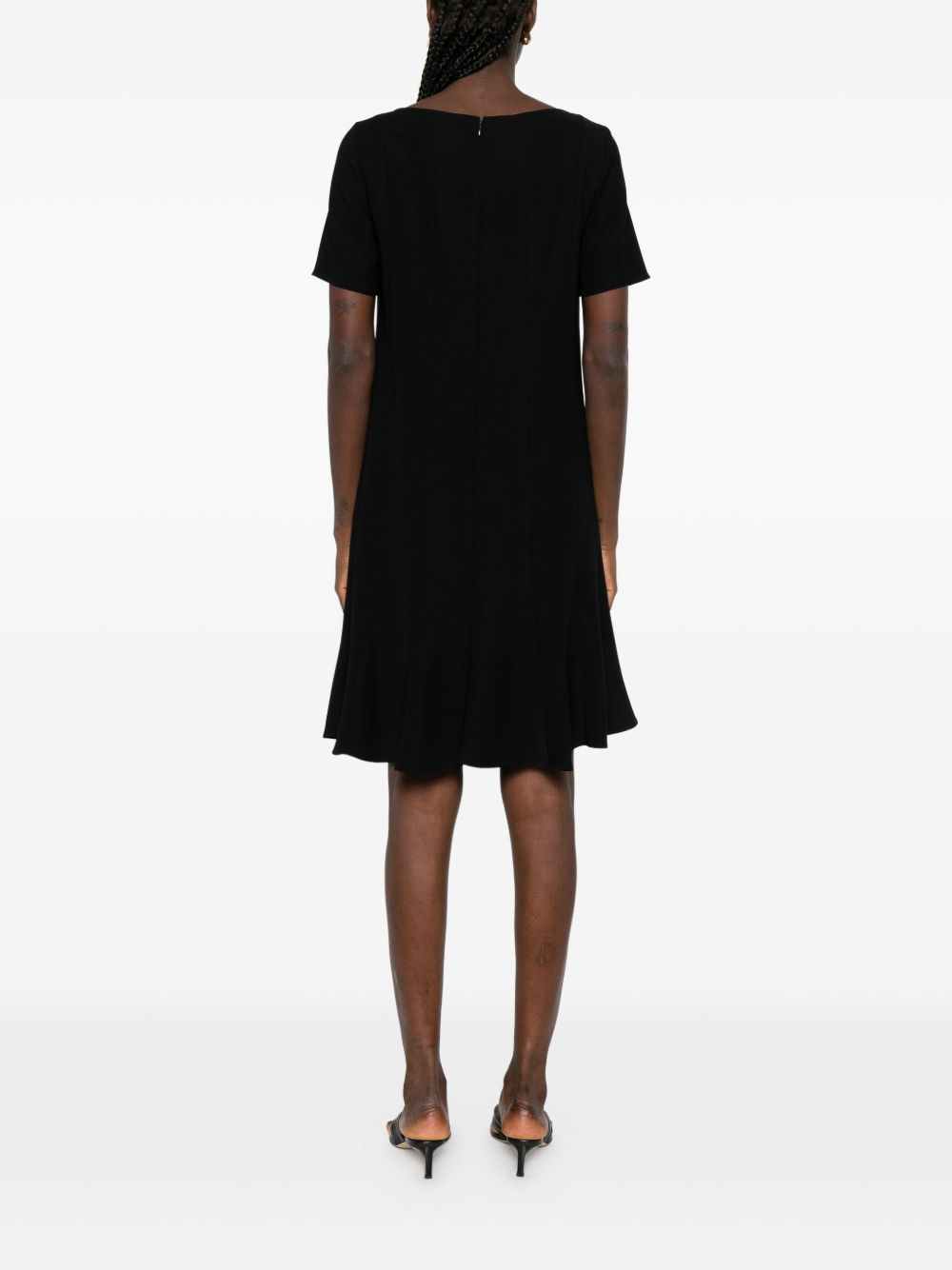 Emporio Armani Short Flared Boat Neck Dress Black