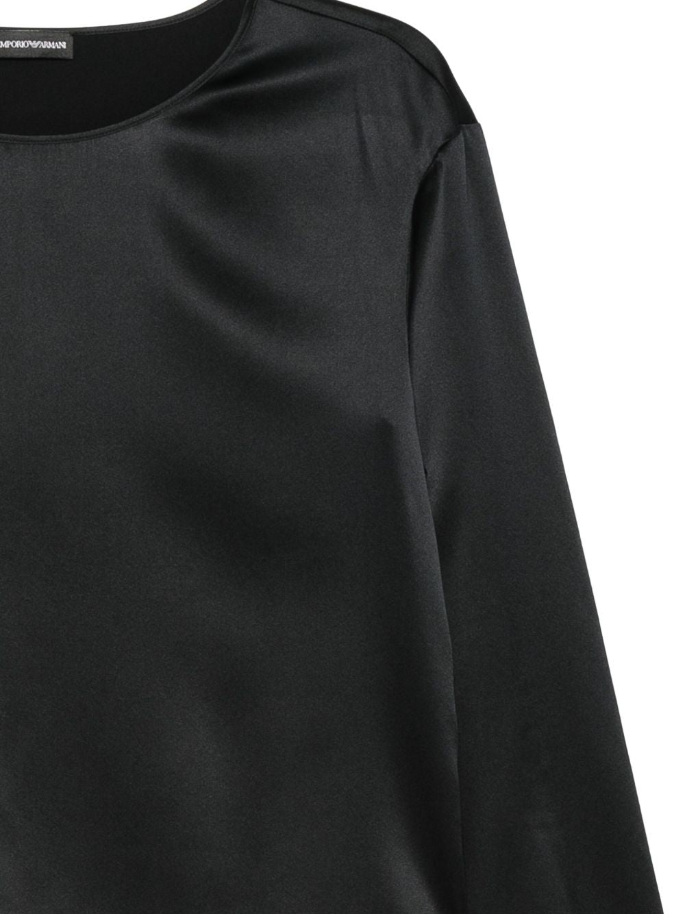 Emporio Armani Silk Satin Three-Quarter Sleeve Blouse Black