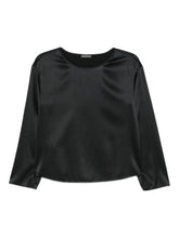 Emporio Armani Silk Satin Three-Quarter Sleeve Blouse Black