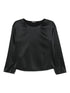 Emporio Armani Silk Satin Three-Quarter Sleeve Blouse Black