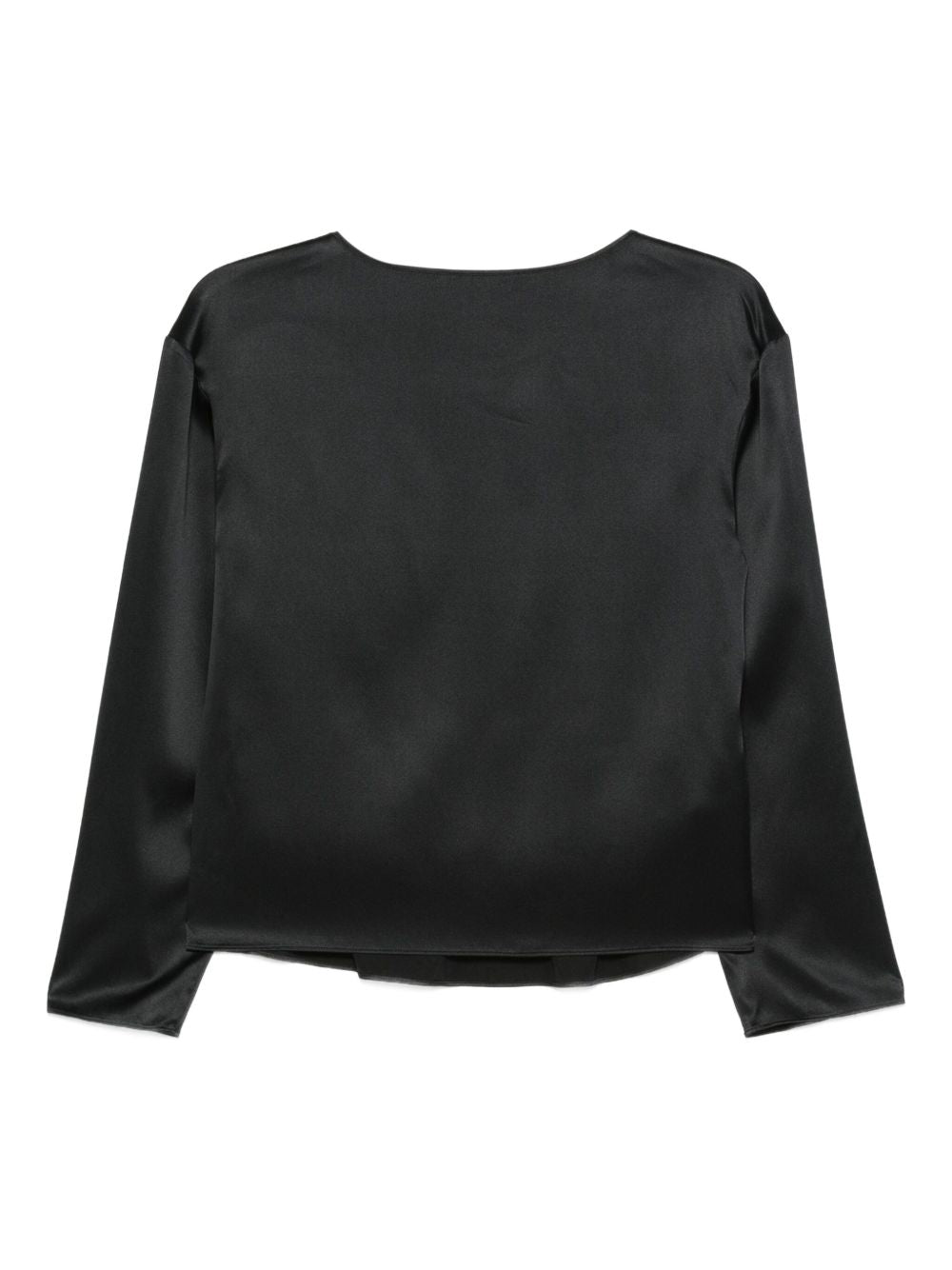 Emporio Armani Silk Satin Three-Quarter Sleeve Blouse Black